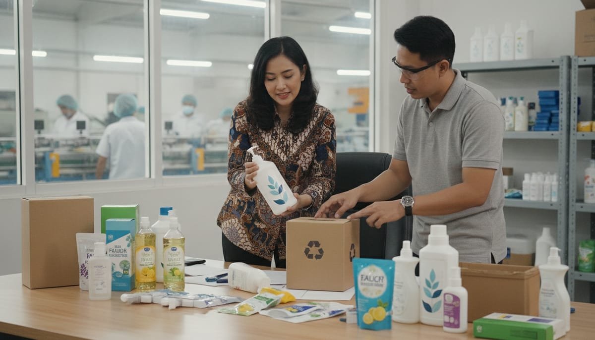Konsultasi biaya maklon produk homecare antara pemilik brand dan tim produksi